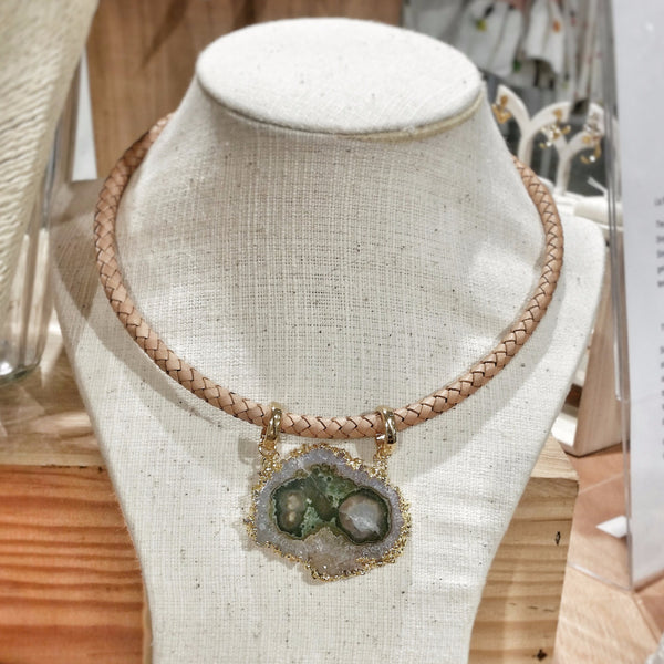 Amethyst Stalactite Leather Necklace