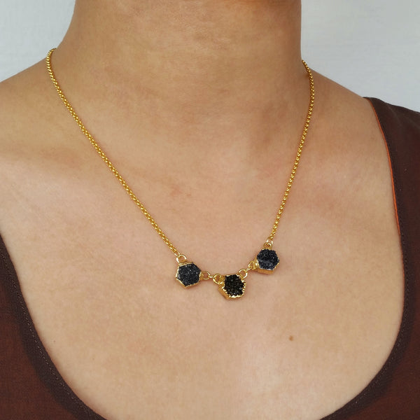 Quinn Black Druzy Necklace