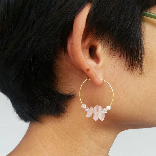Rose Quartz Hoop Earrings