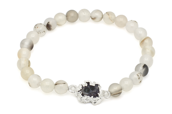 Amethyst Stalactite and Ocean Chalcedony Bracelet