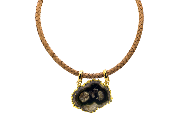 Amethyst Stalactite Leather Necklace