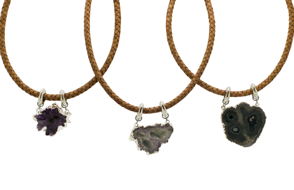 Amethyst Stalactite Leather Necklace
