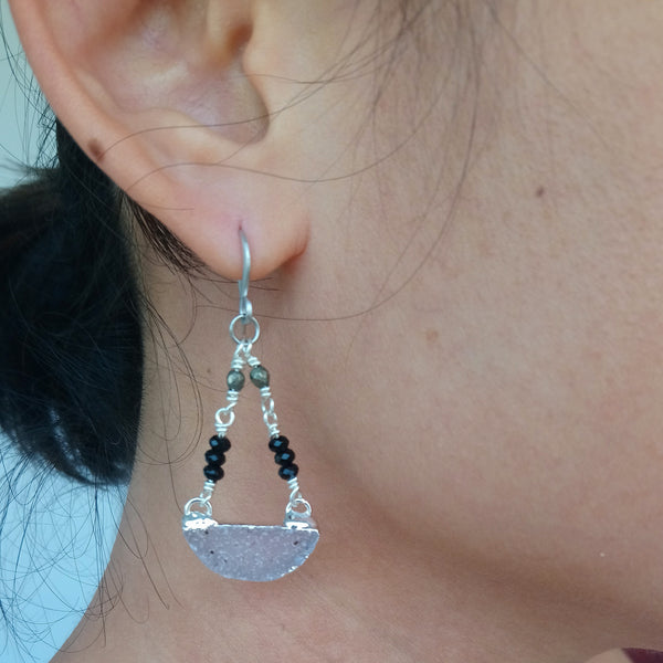 Half Moon Druzy Earrings