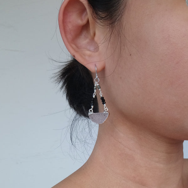 Half Moon Druzy Earrings