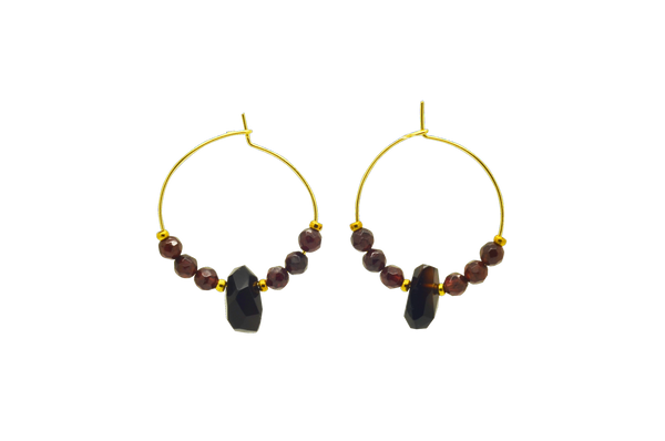Garnet Hoop Earrings
