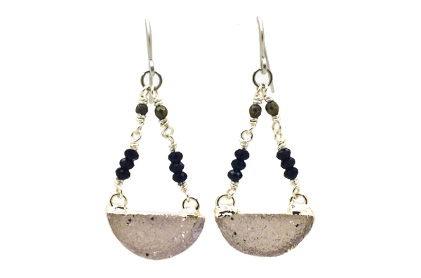 Half Moon Druzy Earrings