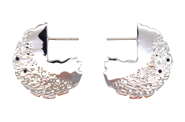 Silver sapphire topaz round disc earrings