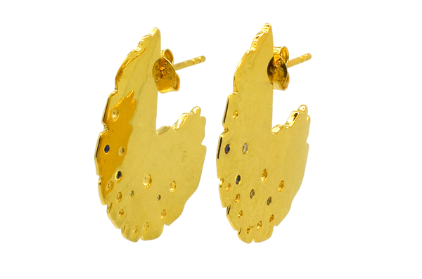 Gold sapphire topaz round disc earrings