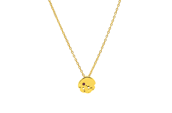 Dainty round textured disc ruby necklace 