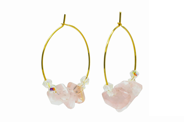 Rose Quartz Hoop Earrings