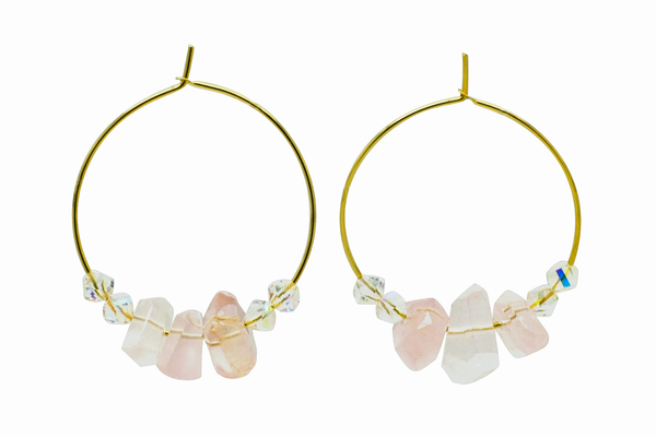 Rose Quartz Hoop Earrings