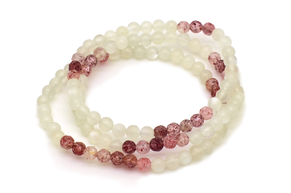 Strawberry Quartz & White Moonstone Bracelet