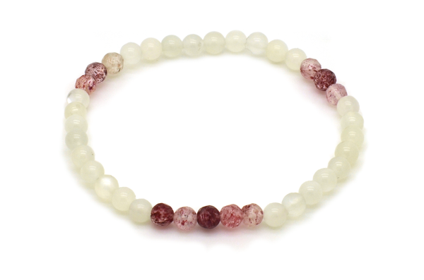 Strawberry Quartz & White Moonstone Bracelet