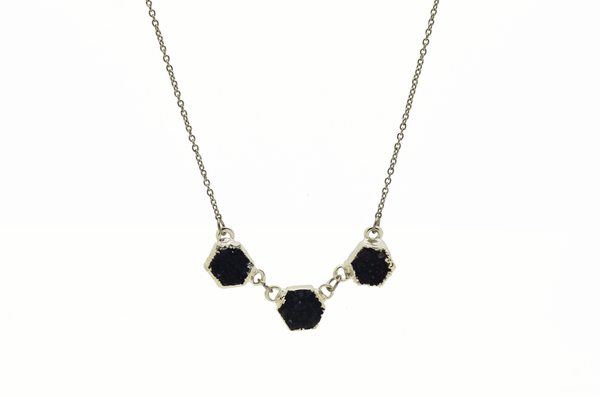 Quinn Black Druzy Necklace