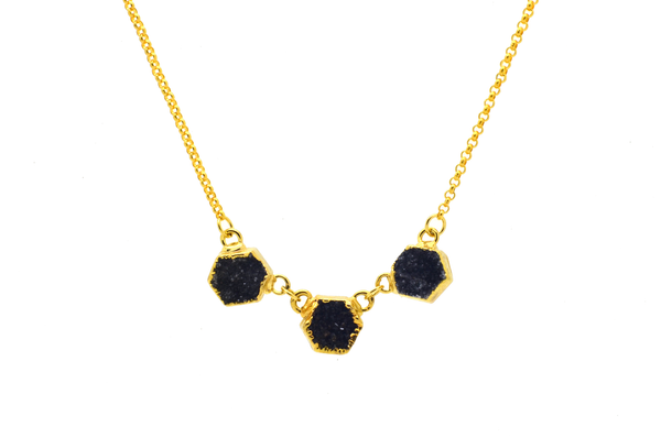 Quinn Black Druzy Necklace