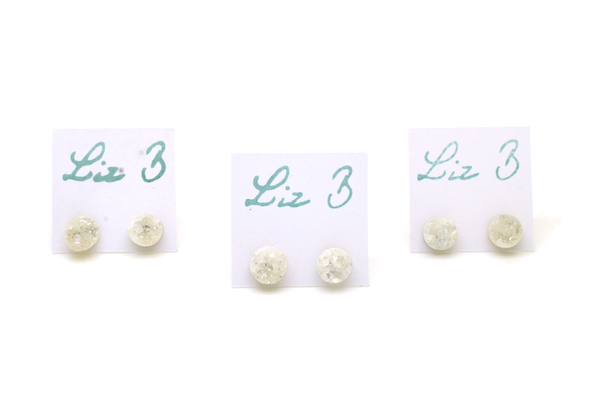 White Druzy Earstuds
